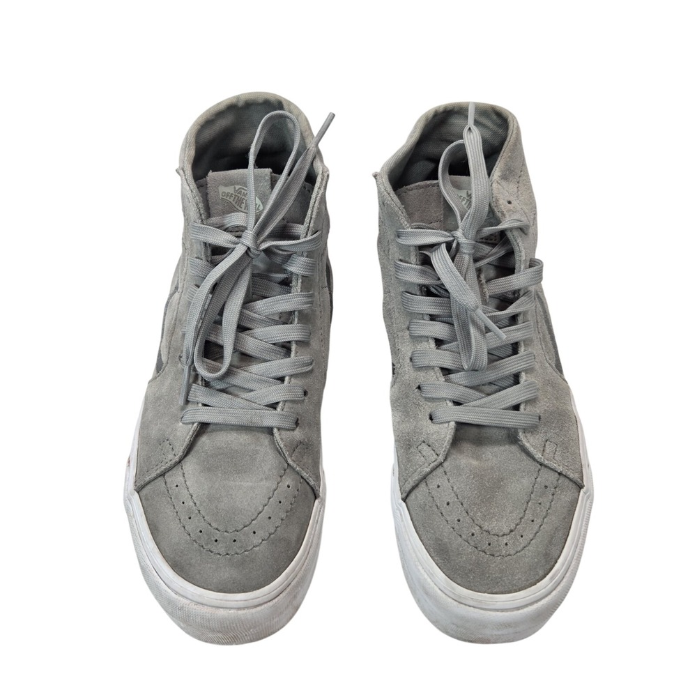 Vans Sk8-Hi Platform Sneakers Womens 9 Grey Suede High Top Skate Shoes